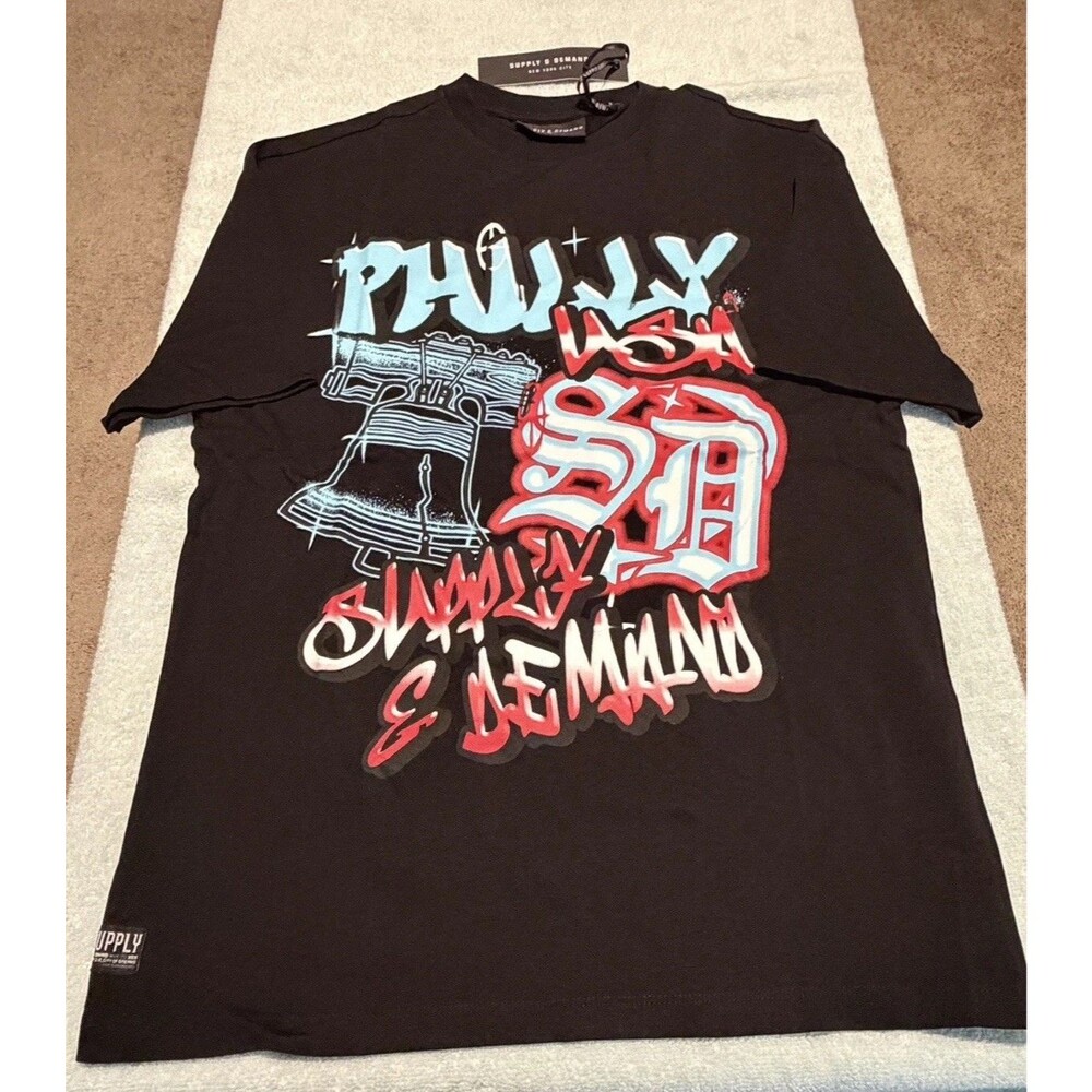 Supply & Demand Mens Graphic T Shirt Black Philly Streetwear Hip Hop Tee S NWT